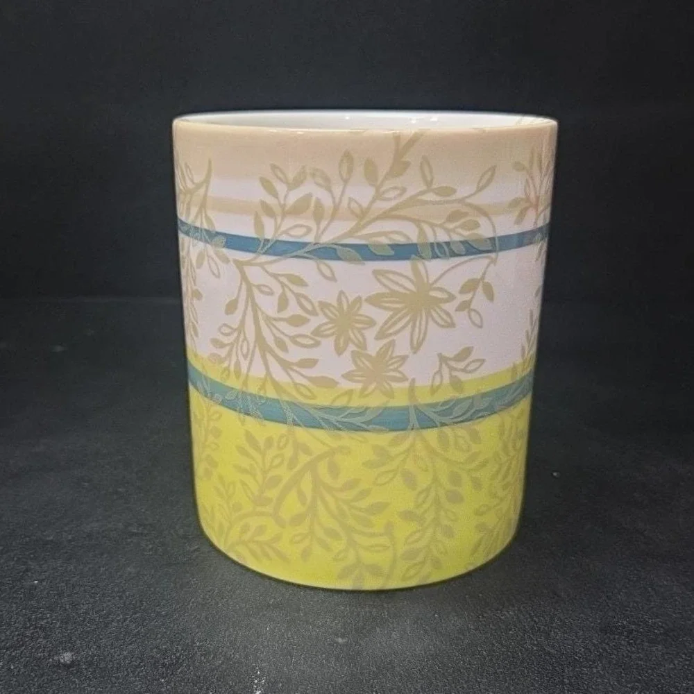 Starbucks Zen‎ Coffee Cup, Vintage Inspired Teal & Green Leaf Design, Drinkware
